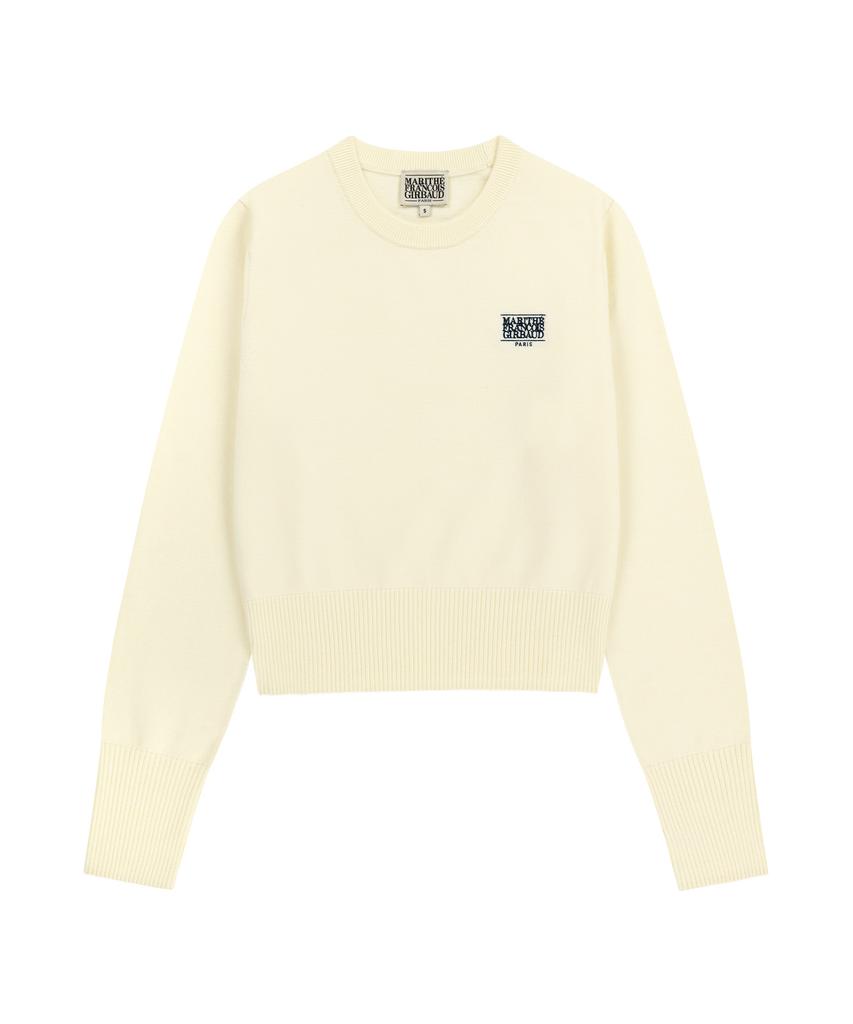 Malittepeulangsowajeobeo W Small Classic Logo Crop Knit Pullover Ivory