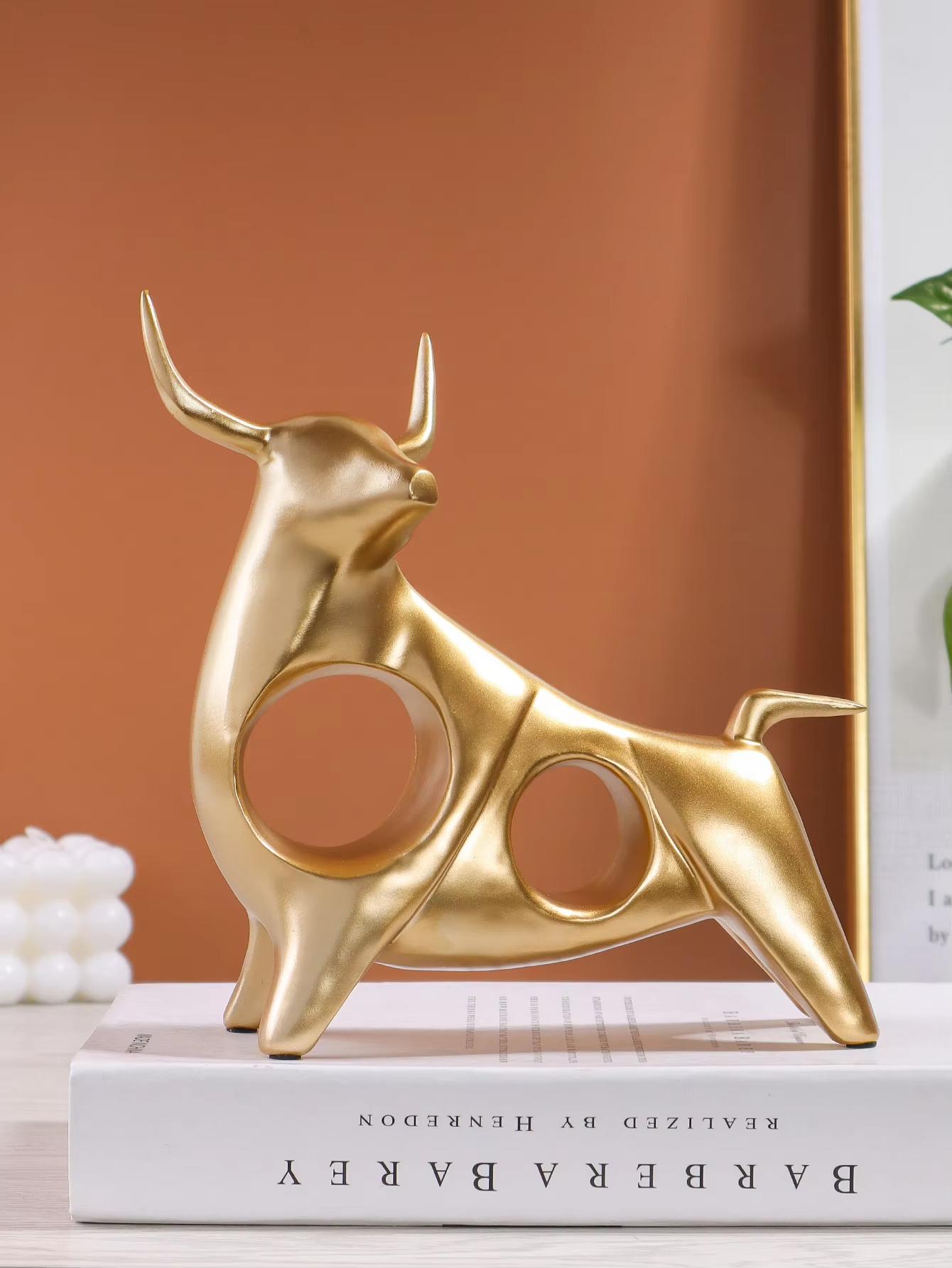 

Golden Bull Resin Set Resin Sculpture Home Decor Party Decoration Living Room Bedroom Office Desktop Decor Accessories Craft
