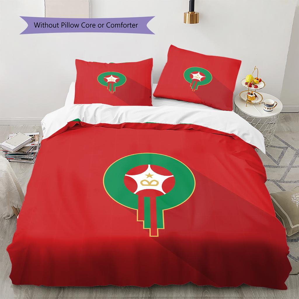 Marokański Wzór Piłkarski Pościel Kołdra Zestaw Dekoracja Domu Prezent (1 * poszwa na kołdrę + 2 * poszewki na poduszki bez rdzenia)
