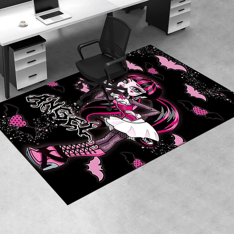 Monster High Chair Mat Gothic Angelica Print, Halloween Decorative Rug for Home Office, Sofa Carpet Gift, Suitable for Bedroom Living Room