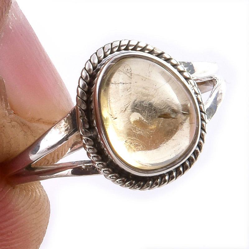 

Natural Citrine Gemstone Handmade 925 Solid Sterling Silver Ring Size 7 k8F83