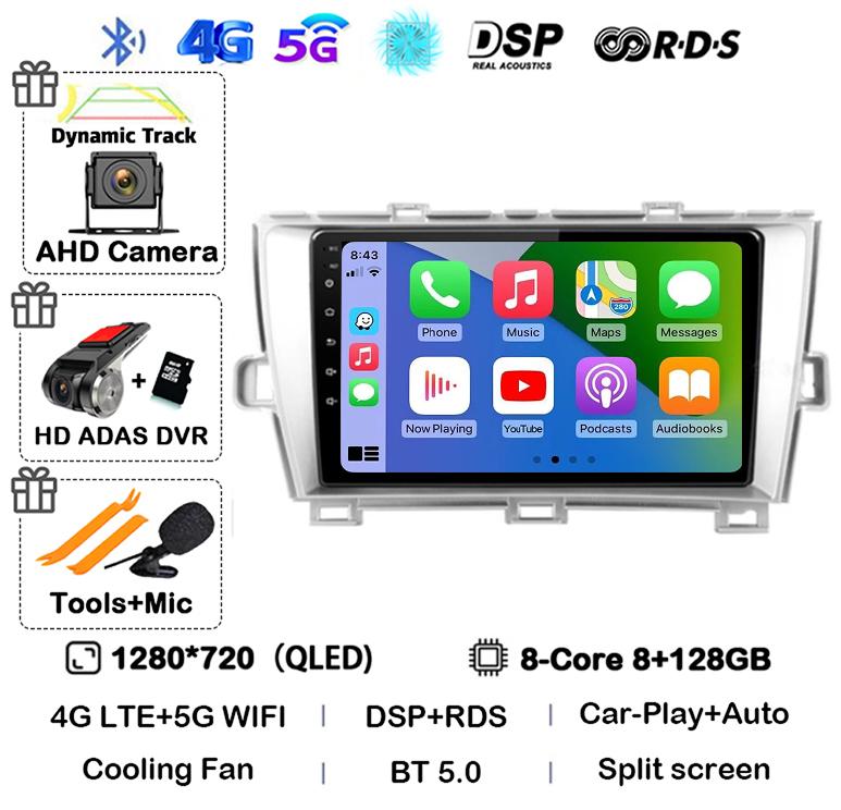 Android 14 Carplay Auto For Toyota Prius 3 XW30 2009 2010 2011 2012 2013-2015 LHD RHD Car Radio Multimedia Player GPS Stereo DSP