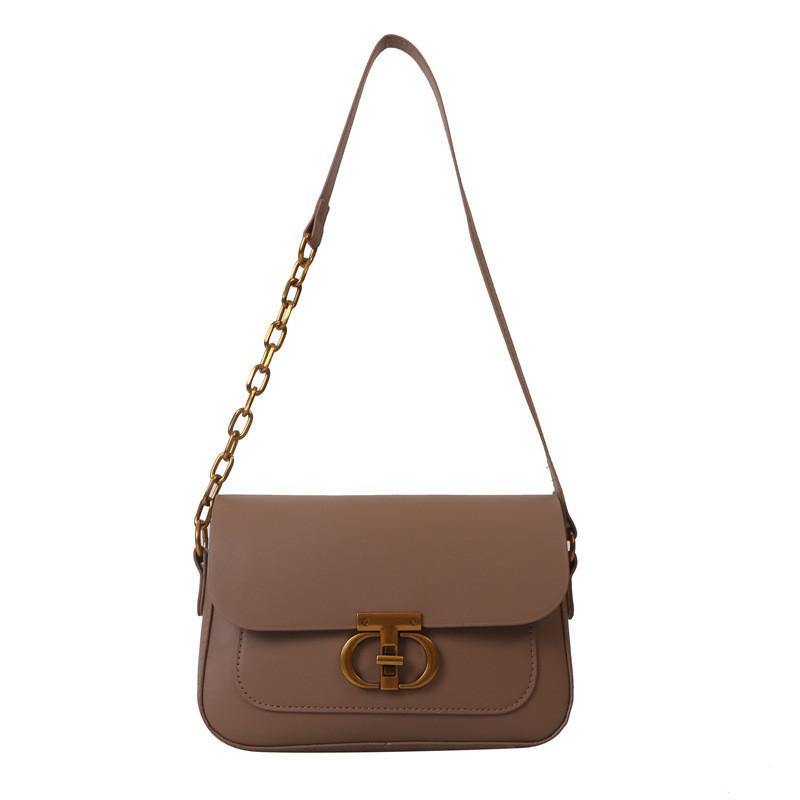 French Style Women's Bag 2023 Autumn And Winter New Tide Pure Color Pu Small Square Bag Street Fashion Daily Shoulder Bag