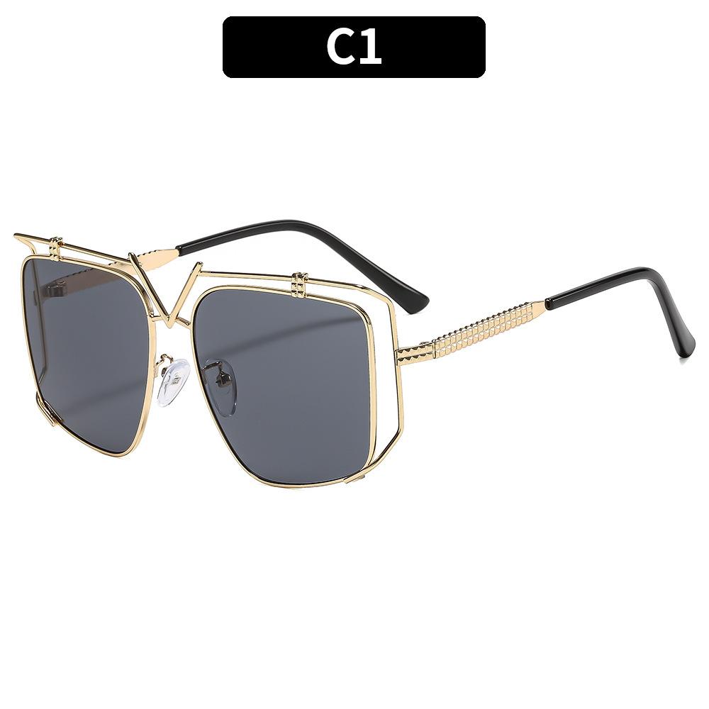 European And American New Fashion Metal Hollow Irregular Sunglasses Personality Versatile Ins Internet Celebrities With Sunglasses