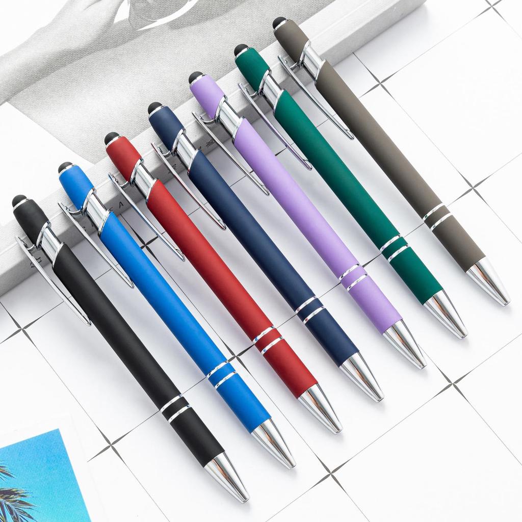 Elegant Push-Action Metal Touch Screen Ballpoint Pen with Customizable Logo and Spray Paint Finish