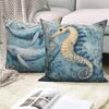 4Pcs Vintage Nautical Ocean Animal Pillow Covers Turtle Whale Seahorse Octopus Pattern Polyester Linen Pillowcase For Home Decor