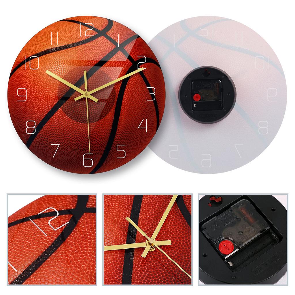 Volleyball Wall Clock Acrylic Material Mute Movement Big Numerals for Living Room Bedroom Study Room Decorative Silent Hanging