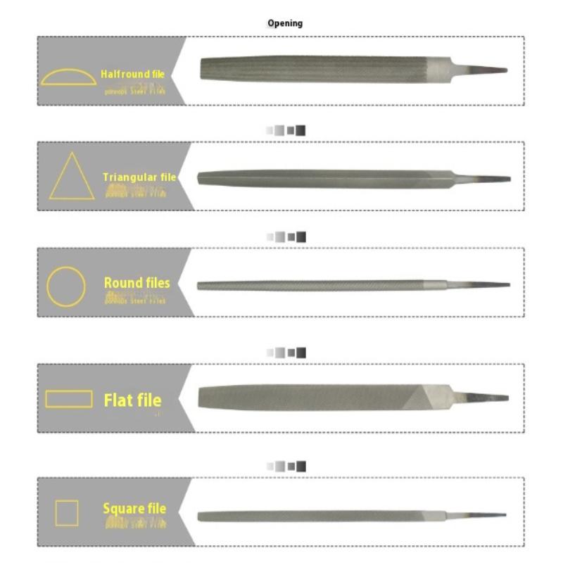 5Pcs Needle File Set,Hand Metal Files Steel Set Includes Triangular, Round, Square And Half-Round File