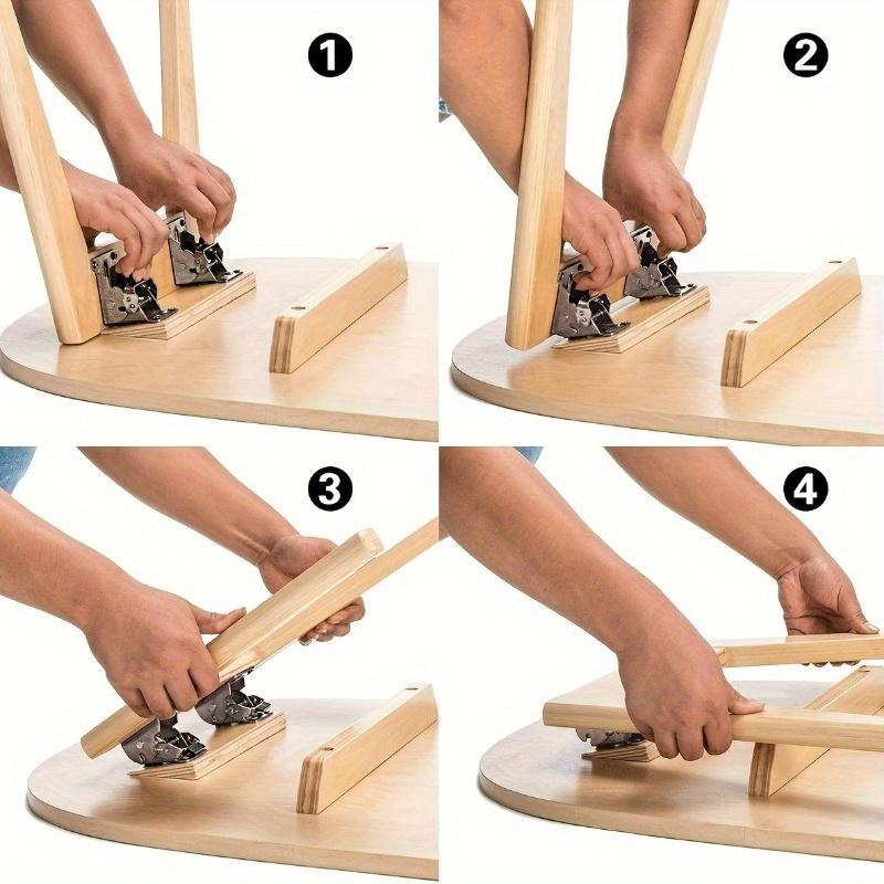 2/4pcs Foldable Bracket Self-Lock Hinge Hardware With Screws Lock Extension Support For Table Leg, Bed Leg, Workbench, Black