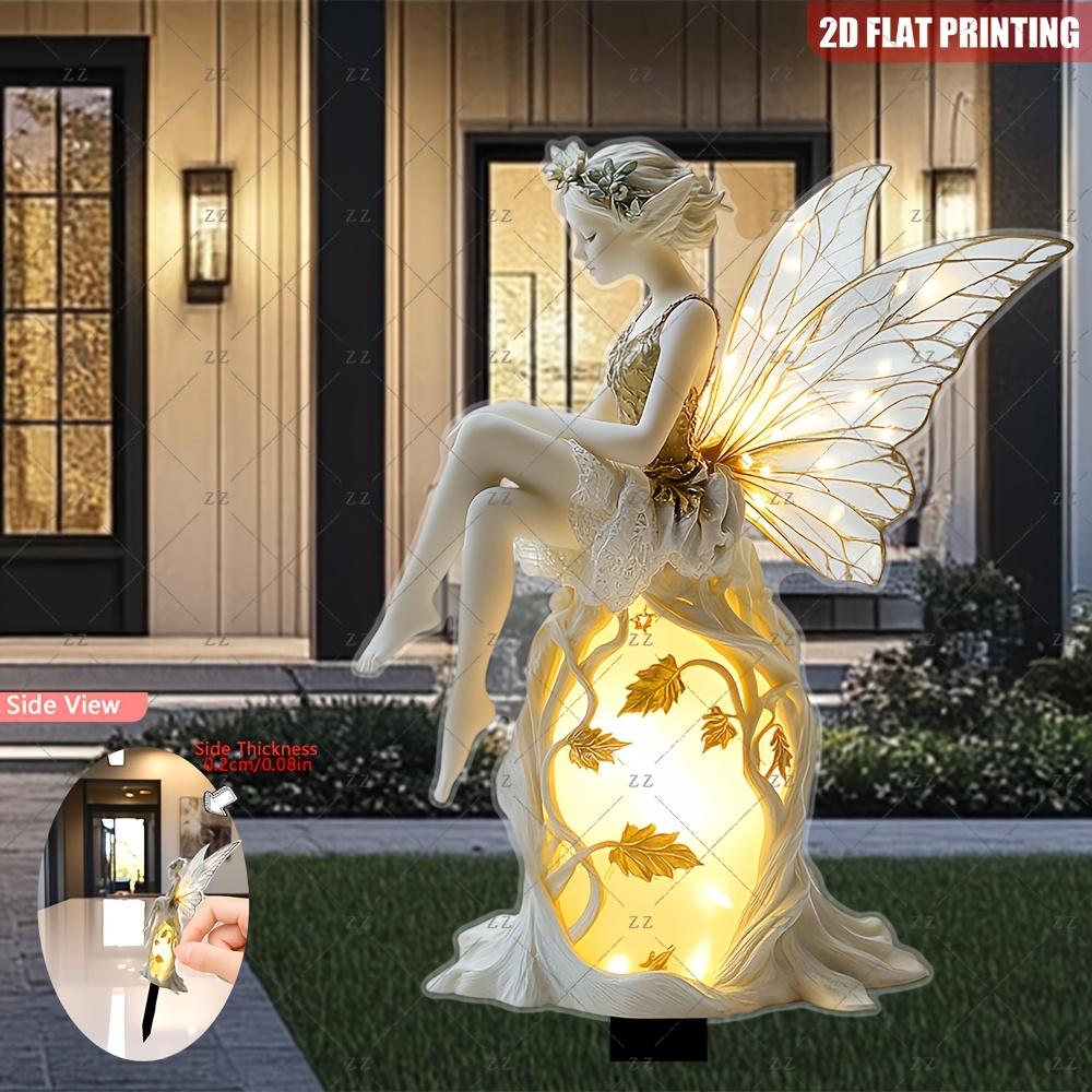 2D Flat, Acrylic Eternal Light Garden Fairy Garden Pile - Weathering Outdoor Lawn Decoration for Christmas, Halloween Garden Display