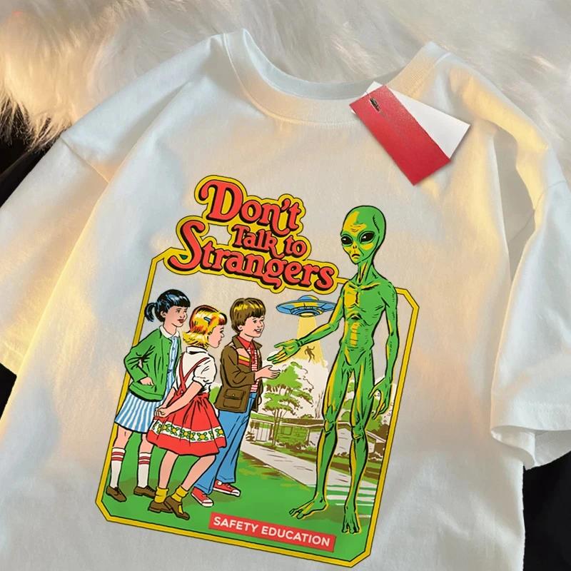 DonT Talk To Strangers Print TShirt Street Breathable Tshirt Fashion Loose Harajuku Kawaii Tshirt Womens Y2K Clothing