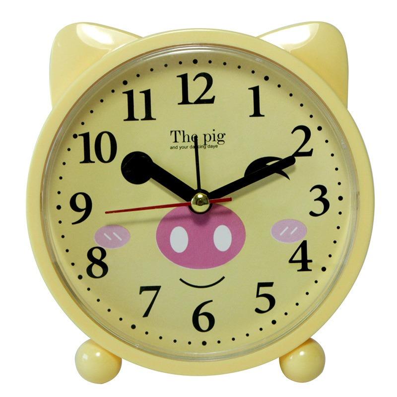 Cute cartoon rabbit piglet alarm clock living room study pendulum clock home children student scan mute alarm clock