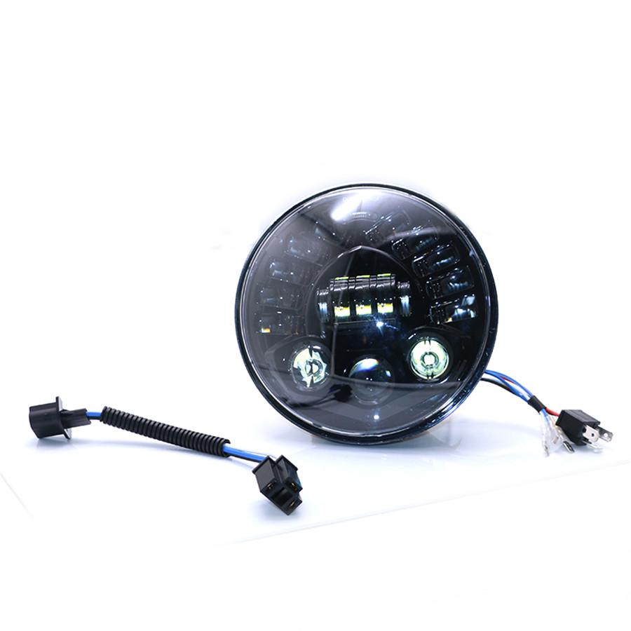 7 Inch LED Black Round Motorcycle Headlight with Hi/Lo Beam Projector Motor 7" Round Headlamp