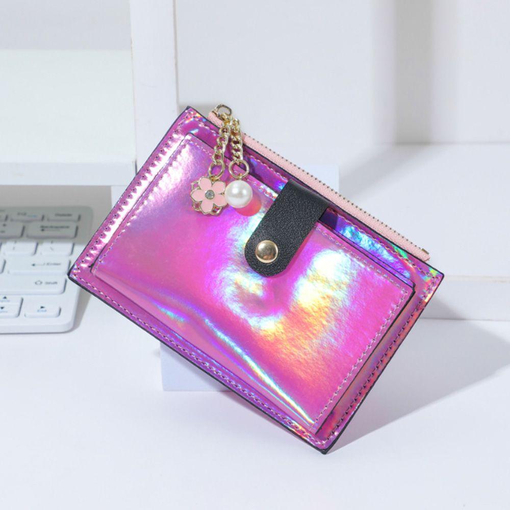 Women Fashion Short Wallet Purse Laser Colorful PU Leather Zero Purse Wallet Credit Card Holder Bags