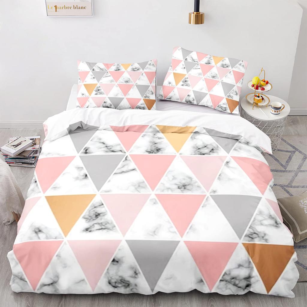 Comforter Marble Twin Queen Microfiber Geometric Bedding Set Modern Luxury Abstract Triangle Comforter For Girls Women