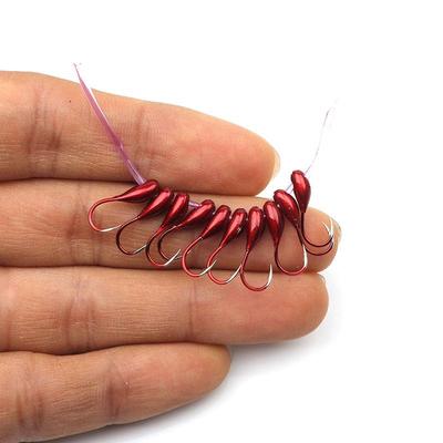 Winter Ice Fishing 45° Red Overturned Hook with Line Imitate Red Earthworm Bait Hooks Jig Head Lead Fishhook Carp Fishing Tackle