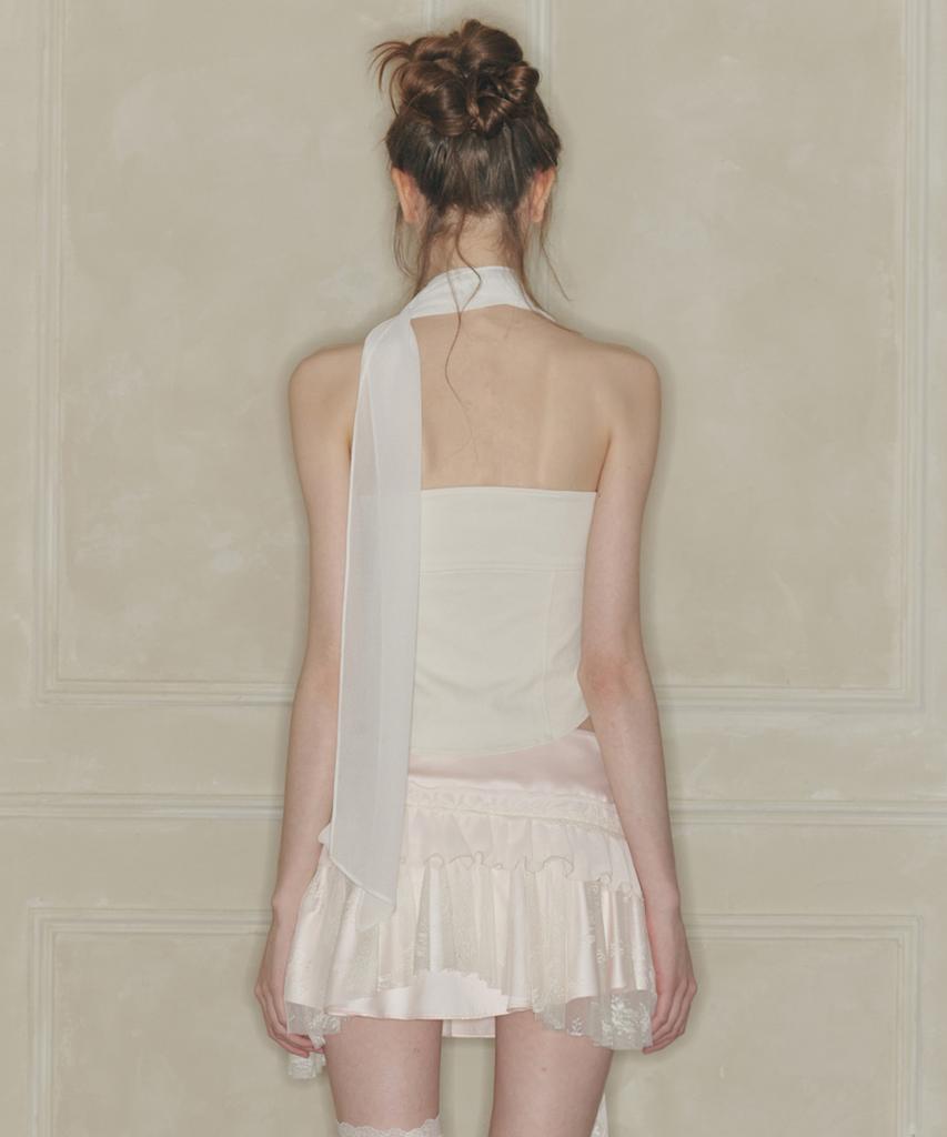PAINORPLEASURE Midnight Halter Top Cream