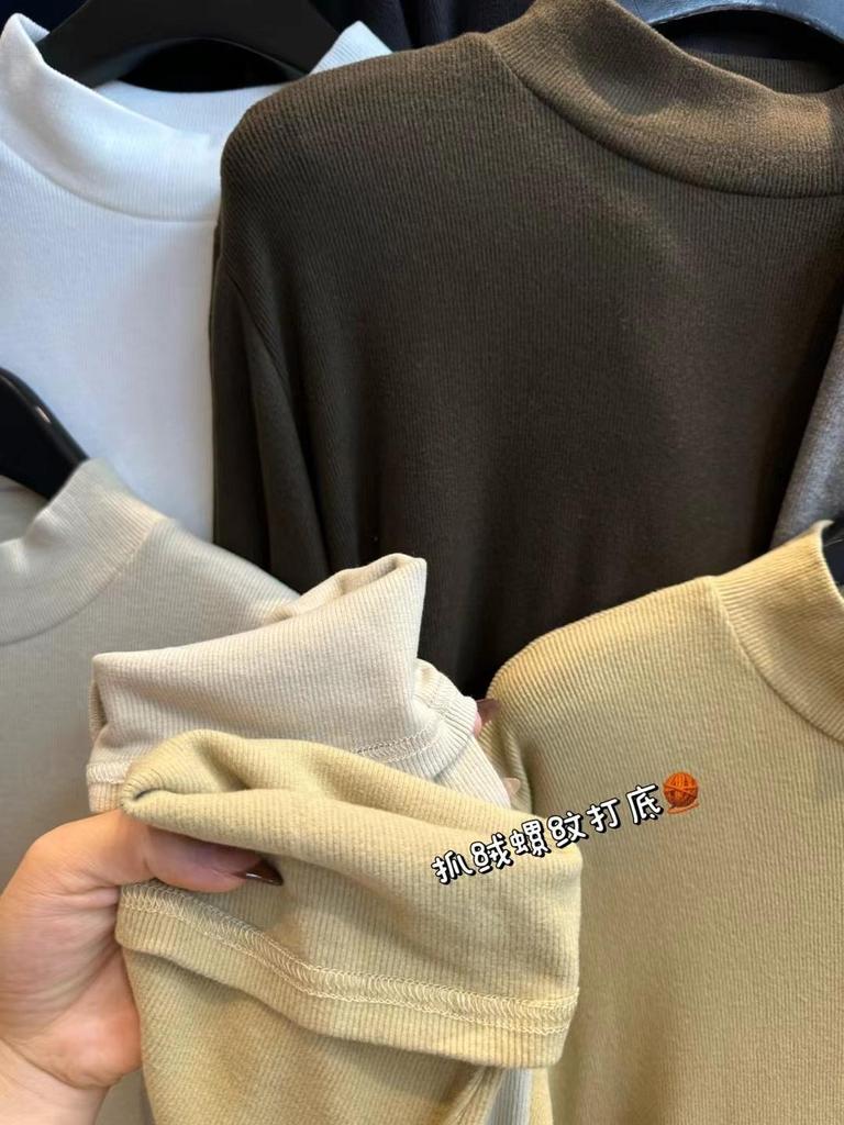 Da7 Women's Plus Size Winter Fleece Turtleneck T-Shirt, Korean Style, Loose Fit 