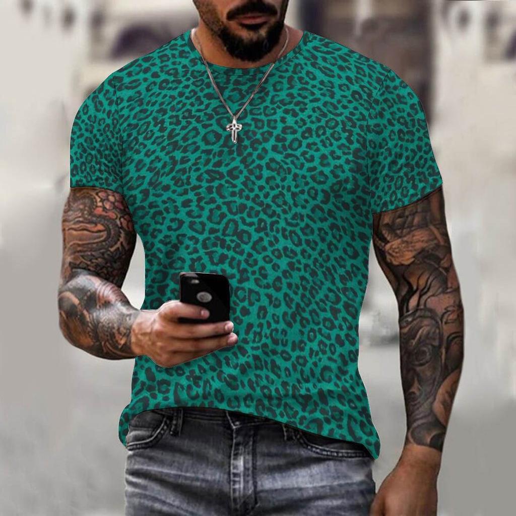 Sommer Modetrend Lokaler Tyrann Herren T-Shirt 3D Druck Atmungsaktiv Streetstyle Nähte O-Ausschnitt Kurzärmelig Bequem