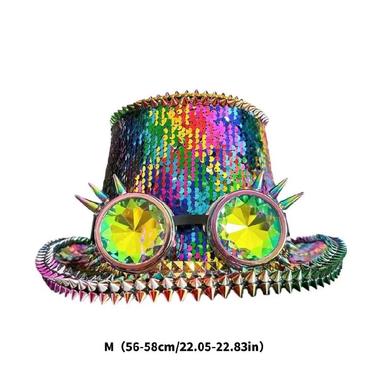 Colorful Sequins Top Caps Adult Stage Shows Goggles Marine Hat for Photography