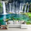 Grünes Wasserfall-Wandgemälde, natürliche Landschaft, Heimdekoration, Wohnzimmer, Sofa, Fernseher, Arbeitszimmer, Esszimmer, Hintergrundbild