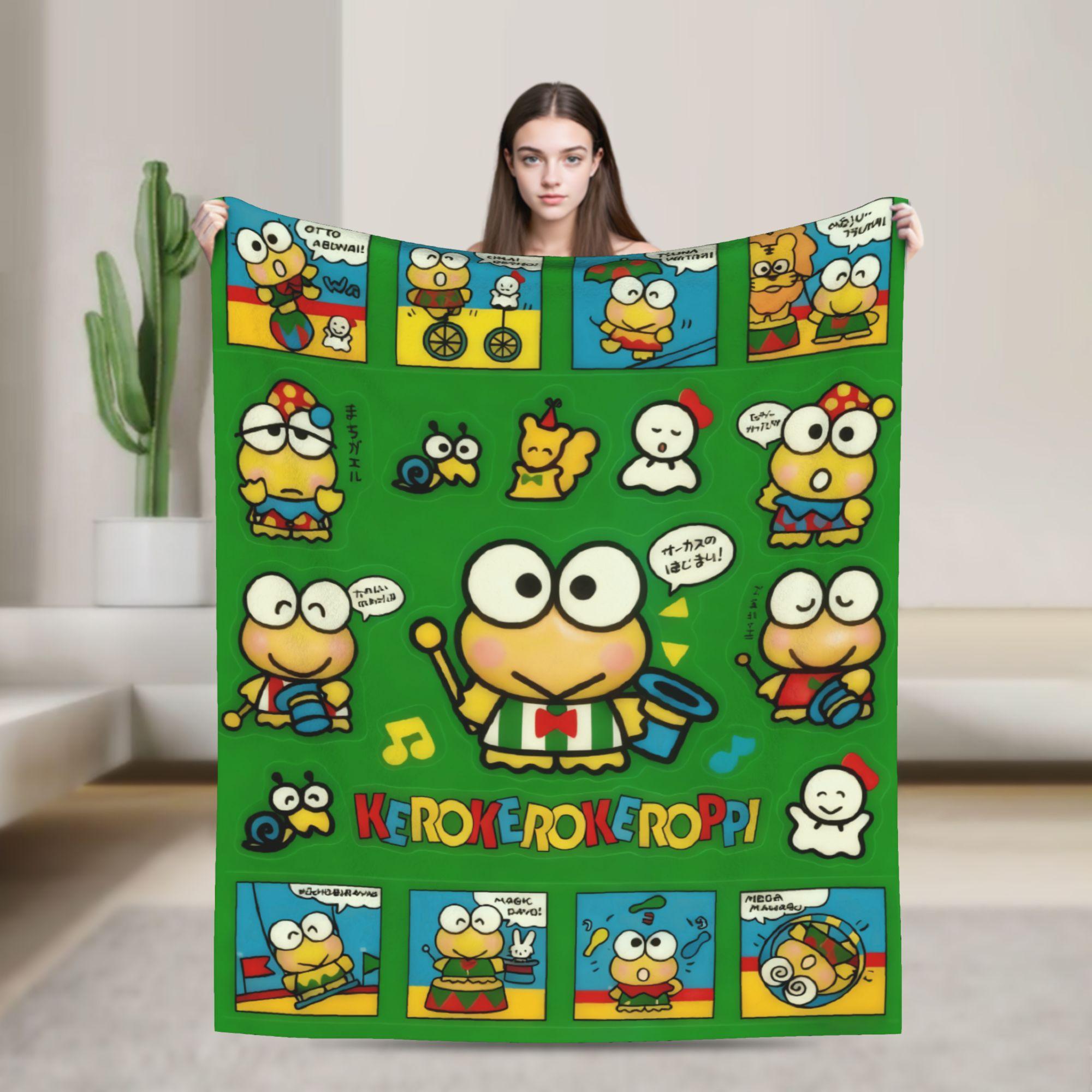 

Keroppis Plush Blankets Children Cute Frog Flannel Bedding Throws For Home Decor Warm Soft Custom Quality Bedspread Gift Idea 75cmx90cm чёрный