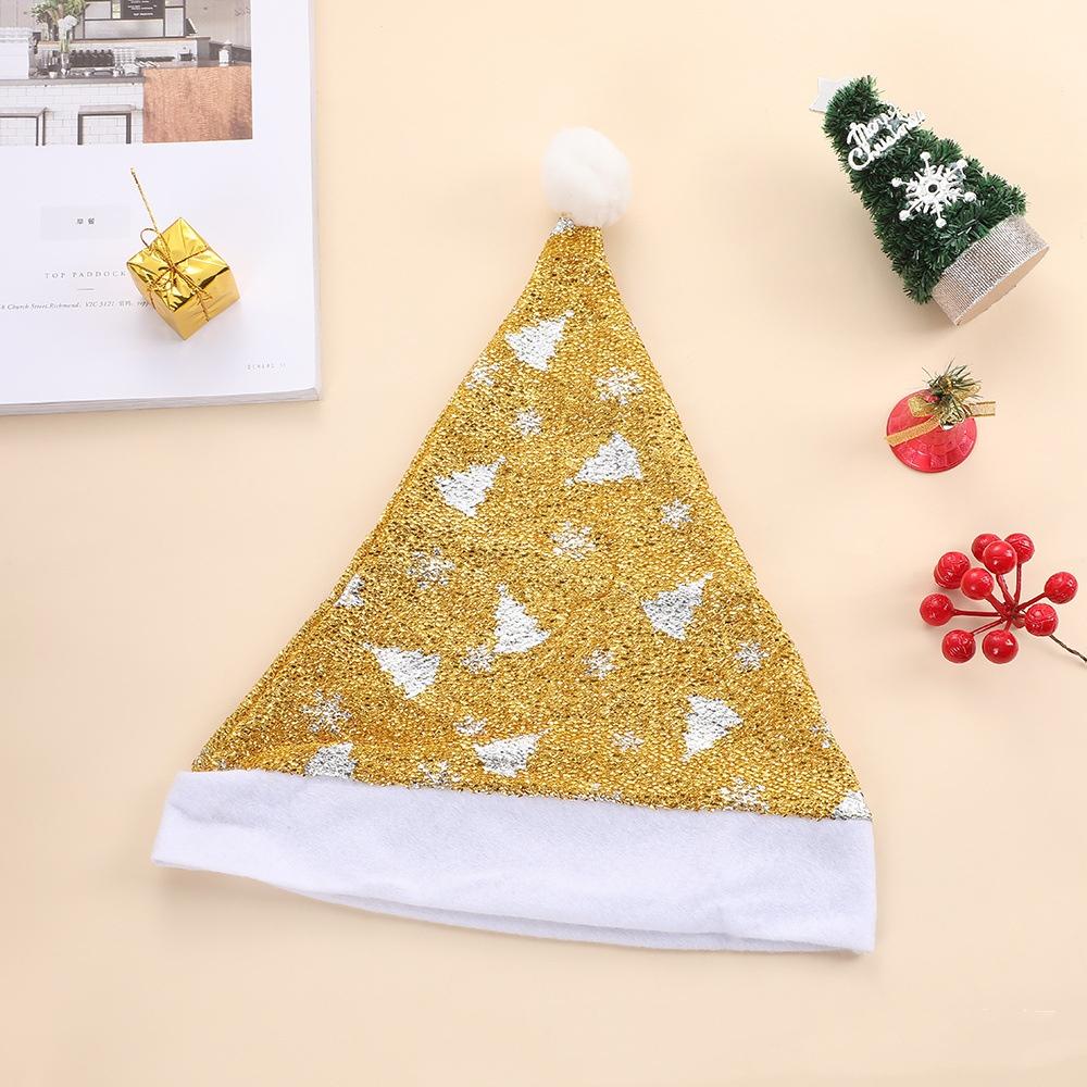 Snowflake Santa Hat Shiny Colorful Xmas Cap Christmas Hat Unisex Holiday Party Headwear For Stage Performance New Year Party