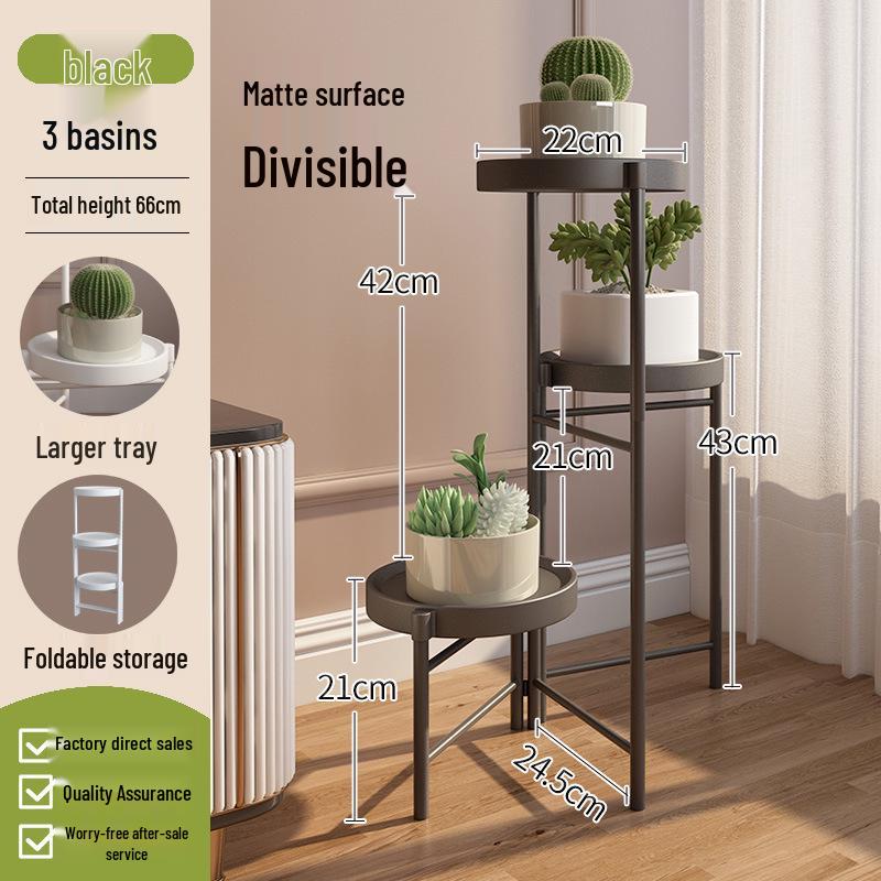 Compact Wrought Iron Flower Stand: Indoor/Outdoor Floor-Standing Plant Holder
