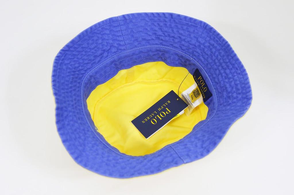 Polo Ralph Lauren and Pony Embroidered Cotton Twill Bucket Single Solid Sizes OASIS 01080282 Men's Women's Hat, Point, Color, S/M, YELLOW, [Used]