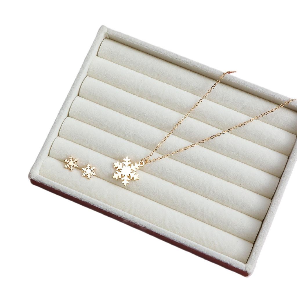 Accessories Christmas Element Necklace New Year'S Snowflake Creative Simple Personalized Stud Earrings Necklace Set