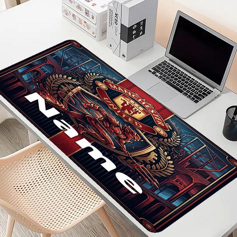 Custom Name Personalized Manchester United Pattern Mousepad, Laptop PC Desk Mat, Decorative Desk Mat for Home Keyboard Pad Gift