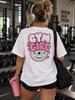 T-shirt da Palestra per Ragazze, Maglietta Grafica per Amanti del Fitness, Maglietta da Sollevamento Pesi per Donne, Maglietta Rosa da Allenamento per Palestra, Maglietta Unisex con Stampa Posteriore Strong Girl