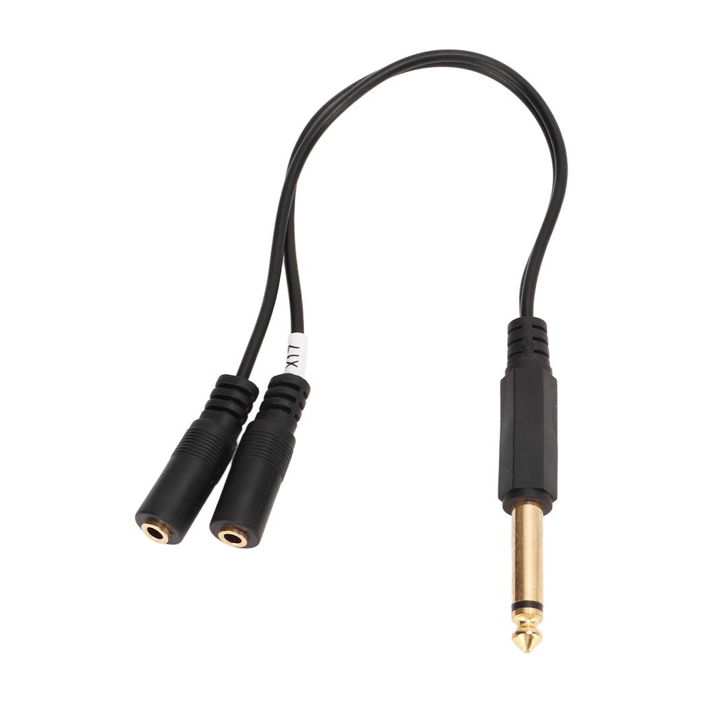 Dual 1/8 Inch Female To 1/4 Inch Male Y Splitter Cable 6.35mm Mono Male To Dual 3.5mm Female TRRS Sound Cable 9.8in