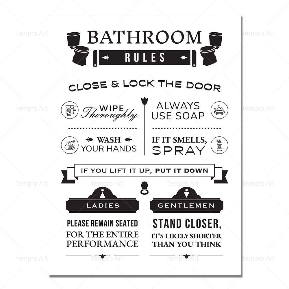 Funny Bathroom Rules Canvas Painting Bulldog Toilet Poster Nordic Butt Chart Print Toilet Humorous Wall Art Pictures Home Decor