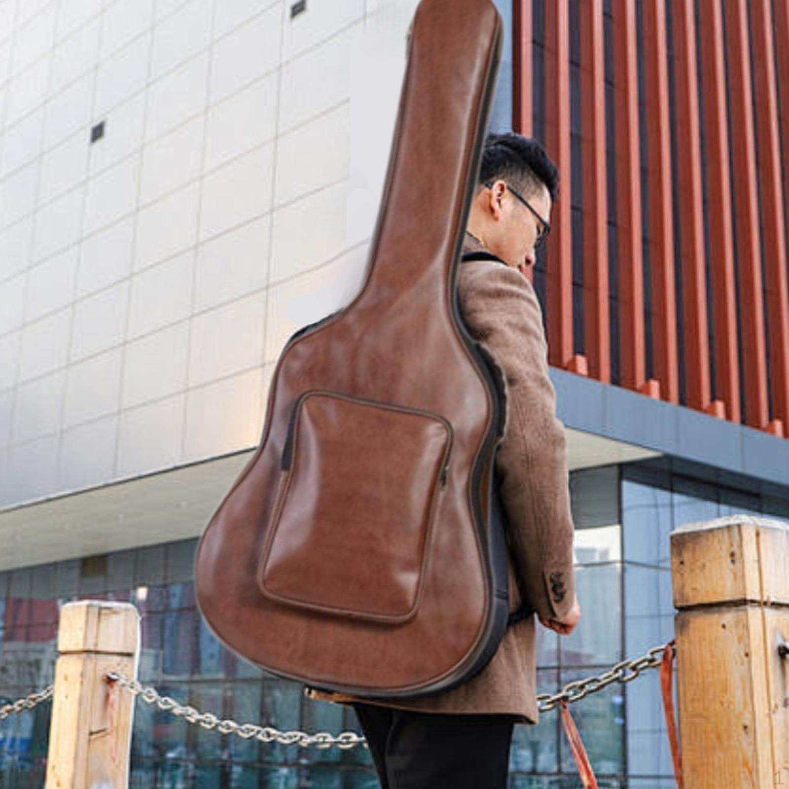 

Чехол для акустической гитары, чехол для гитары, профессиональный чехол для переноски 40-дюймовой/41-дюймовой электрогитары коричневый