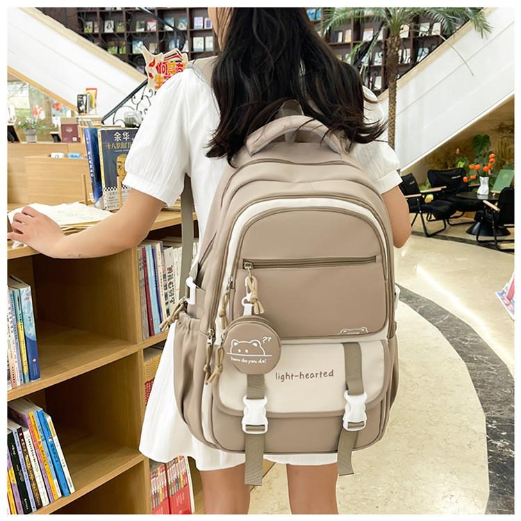 Youthful Candy Color Backpack With Fabric For School And Travel Use