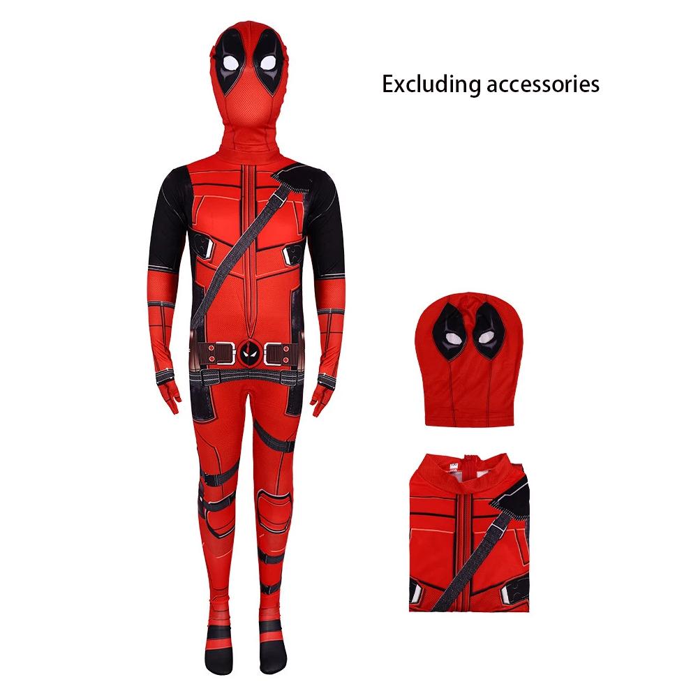 Halloween Deadpool Cosplay Anzug Overall Rucksack Zubehör Fantasy Filmcharakter Maske Strumpfhosen Mit Schwert Und Tasche Feiertagsset