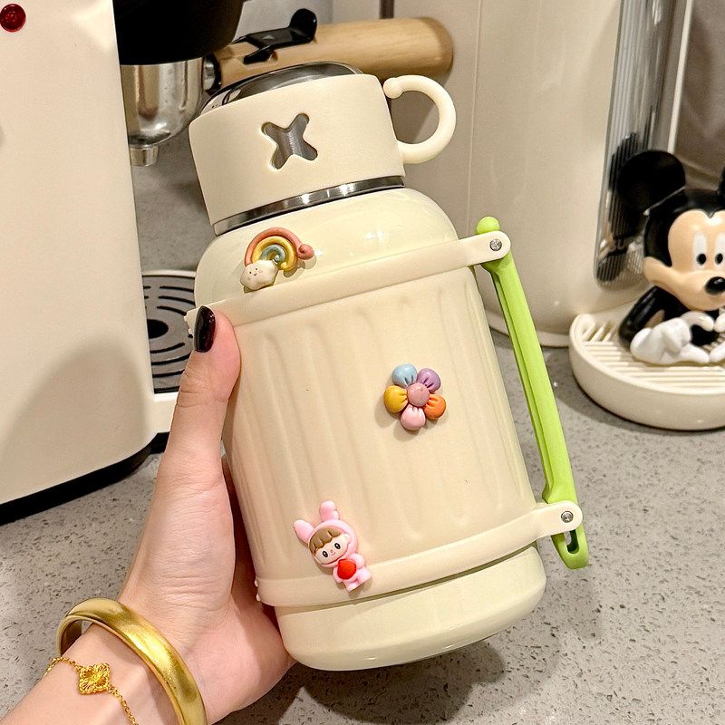 Large-Capacity Thermos Cup for Women, High-Looking 2025 New Model, Large Belly Water Cup with Lid for Drinking Water, 316 Stainless Steel Cup