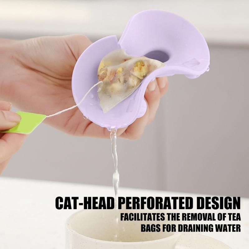 Pack Of 3/4 Cats Shape Silicone Cup Lid With Tea Bag Holders And Phone Stand Function For Hot Beverages