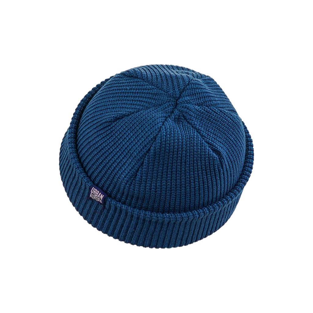 Clape Islamic Beanie Knit Cappuccino Solid Winter Navy Men's Cap, Shallow-Fit, Striped, Short, Lid, Color, Spring, Summer, Autumn, (KH33 - Blue)