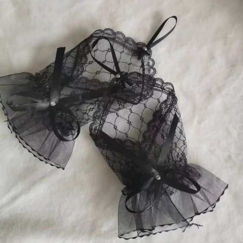 1pair Elegant Transparentes Lace Gloves Thin Short Gloves Party Dancing Mittens for Event and Everyday Fashion