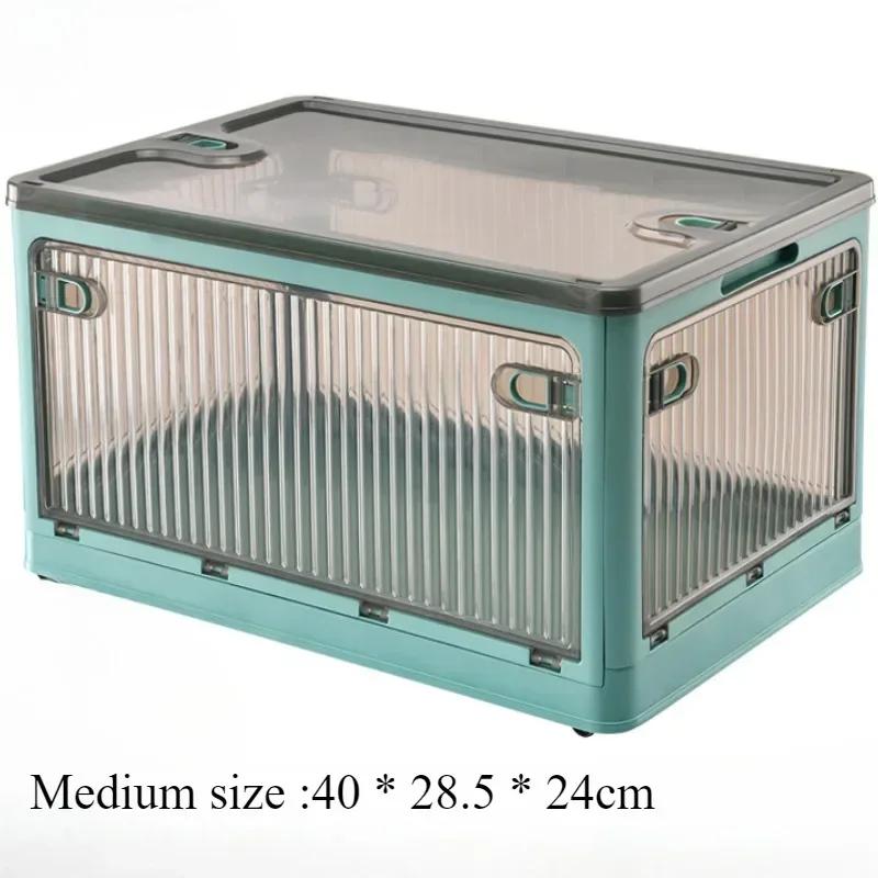 Foldable Storage Box Closet Organizer Stackable Sundries Organizer with Wheels Home Storage Large Capacity Books Snack Toy Bin