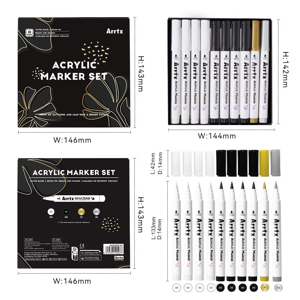 Arrtx Acrylic Markers Brush Tip Acrylic Paint Pens for Rock Painting Glass Stone Wood Ceramic Fabric DIY Crafts