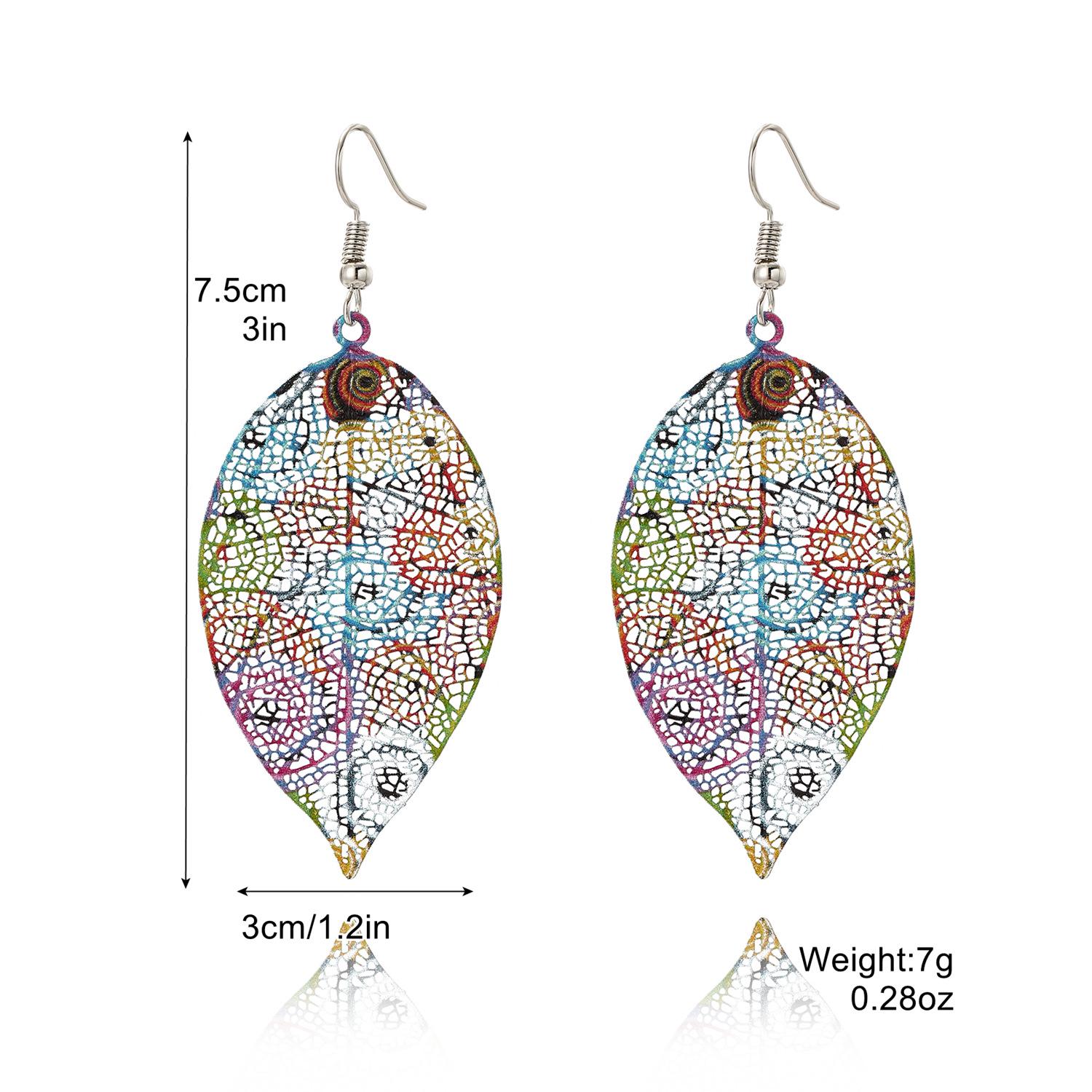 

Gold Double-Layer Hollow Leaf Earrings – Simple, Retro, European & American Style