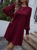 2025 New Elegant Long Jacquard Solid Color Dress with Round Neck and Long Sleeves for Europe and America