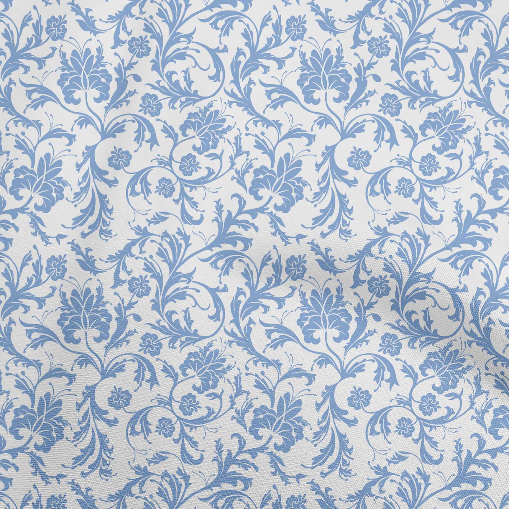 

OneOone Cotton Flex Light Blue Тканина Азіатська швейна тканина з квітковим орнаментом у дворі Принт для шиття одягу своїми руками 40 дюймів 42 Inch Wide - Viscose Chiffon білий