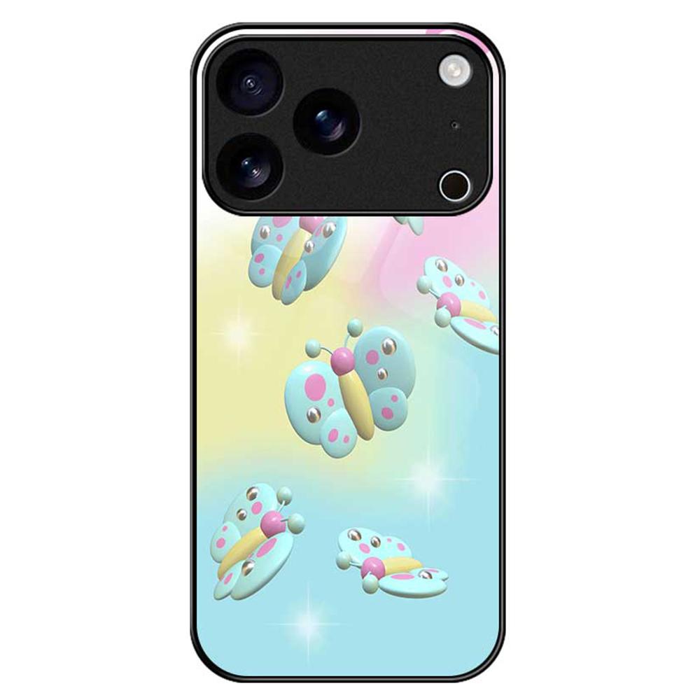 For iPhone 17 Pro Max Case TPU PC Tempered Glass Pattern Printing Phone Back Cover
