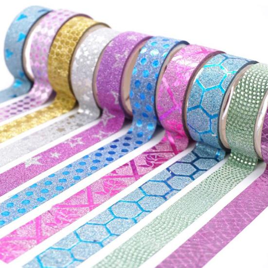 

10 рулонов блестящих лент Washi без следов цвета, маскировочные ленты, сделай сам, дизайн ногтей, канцелярские товары, украшения для скрапбукинга, клейкие ленты, школьные принадлежности
