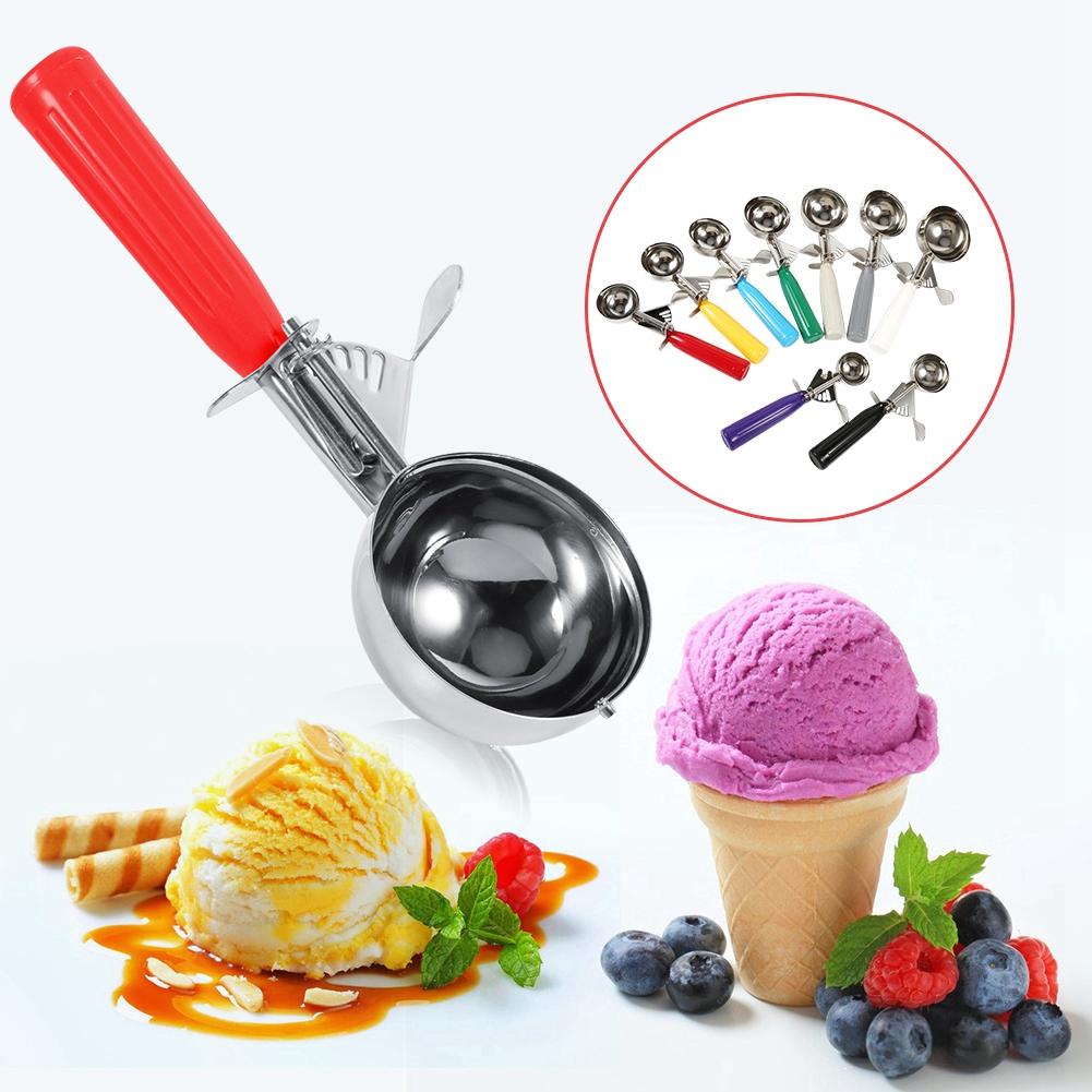 Stainless Steel Ice Cream Scoop with Plastic Handle Practical Fruit Serving Spoon Kitchen Tool for Hot Or Cold Ice Cream