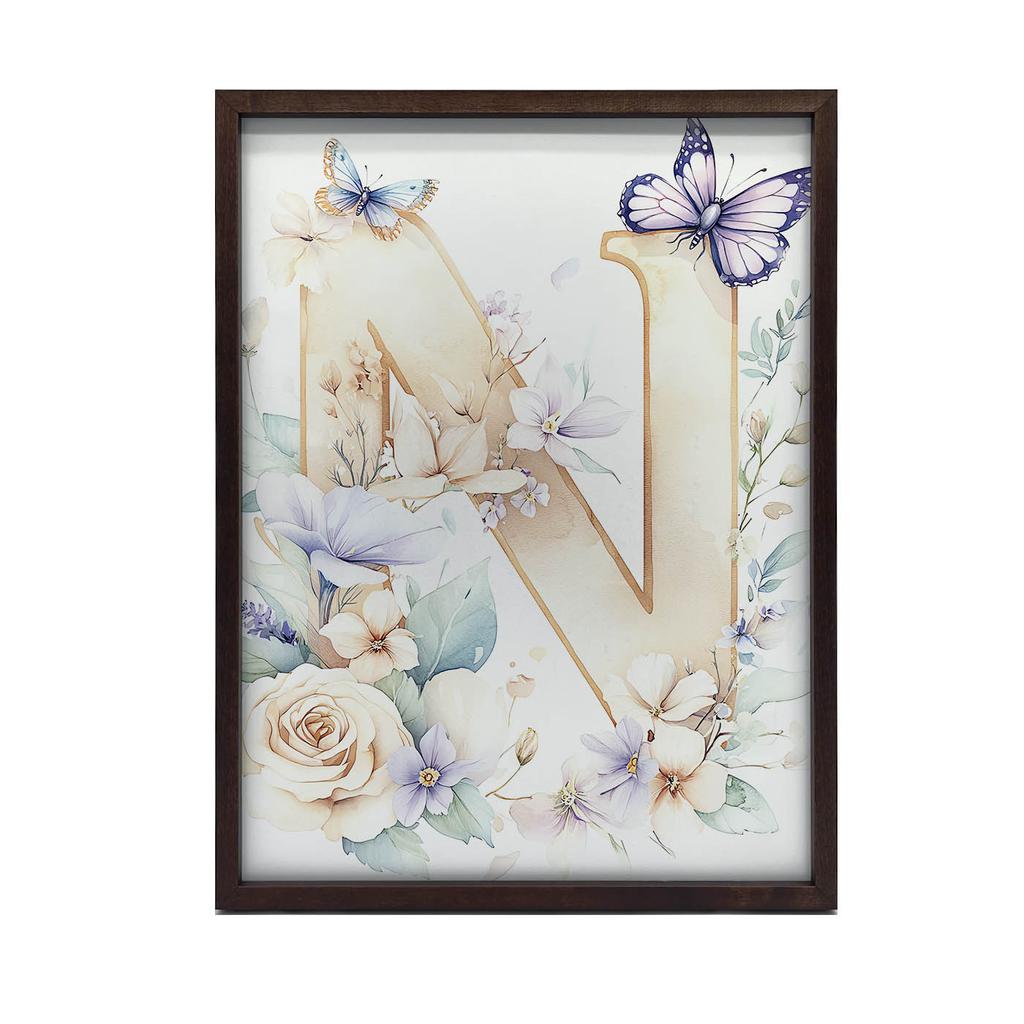 N - Kwiatowy Plakat Dla Dzieci N - Kwiatowy Plakat Dla Dzieci, 50X70 Cm, Bez Ramy, Płótno Premium Na Blejtramie